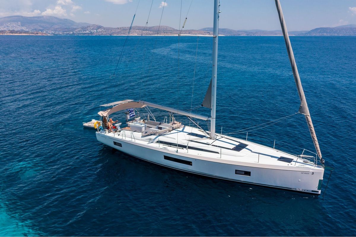 Exterior view of Spyros, a Beneteau Oceanis 51.1 sailboat at Lavreotiki Municipal Unit, Greece