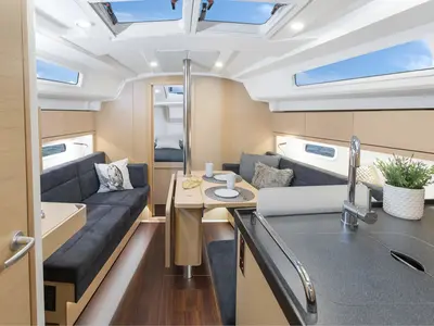 Salon of Ursa, a Hanse Yachts Hanse 348 sailboat at Grimaud, France