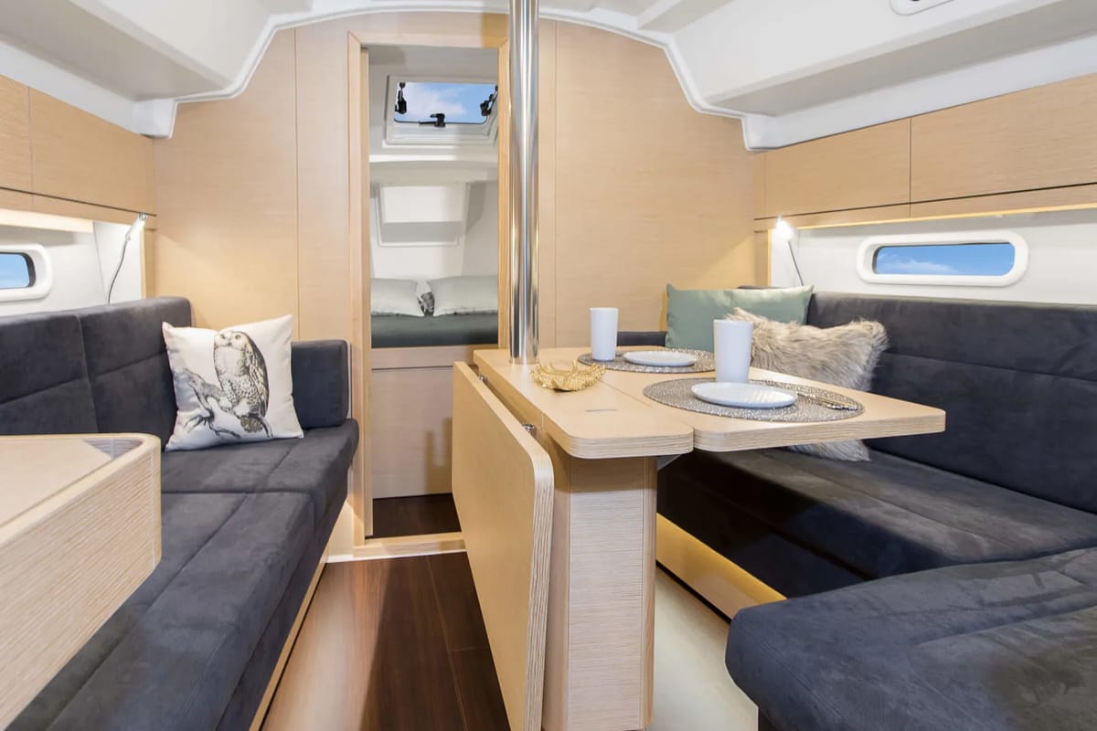 Salon of Ursa, a Hanse Yachts Hanse 348 sailboat at Grimaud, France