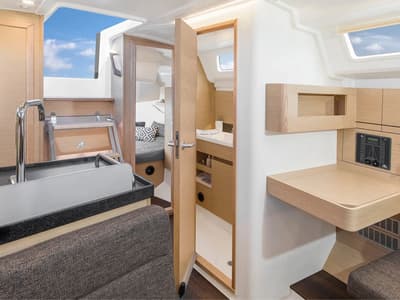 Salon of Ursa, a Hanse Yachts Hanse 348 sailboat at Grimaud, France