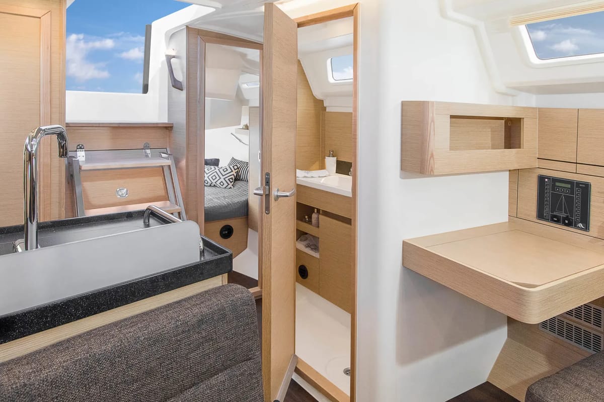 Salon of Ursa, a Hanse Yachts Hanse 348 sailboat at Grimaud, France