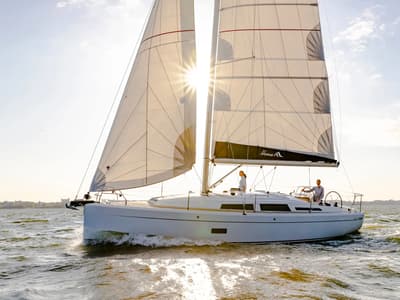 Exterior view of Ursa, a Hanse Yachts Hanse 348 sailboat at Grimaud, France