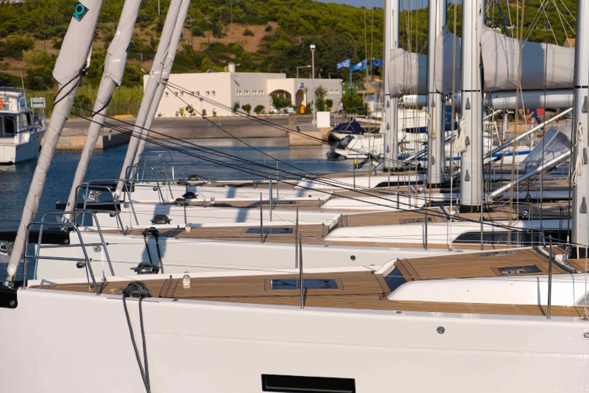 Deck of Athena, a X-Yachts X4⁶ sailboat at Lavreotiki Municipal Unit, Greece