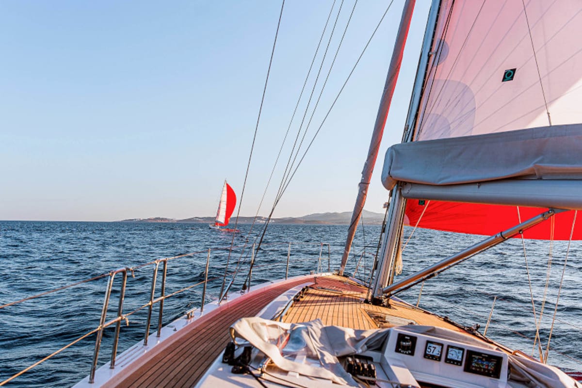 Deck of Athena, a X-Yachts X4⁶ sailboat at Lavreotiki Municipal Unit, Greece