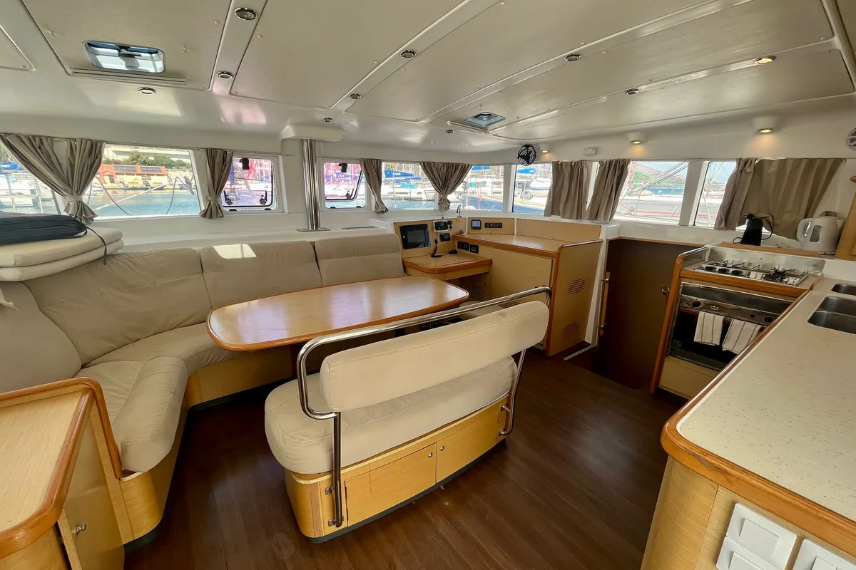 Salon of Celia, a Lagoon 440 catamaran at Općina Marina, Croatia