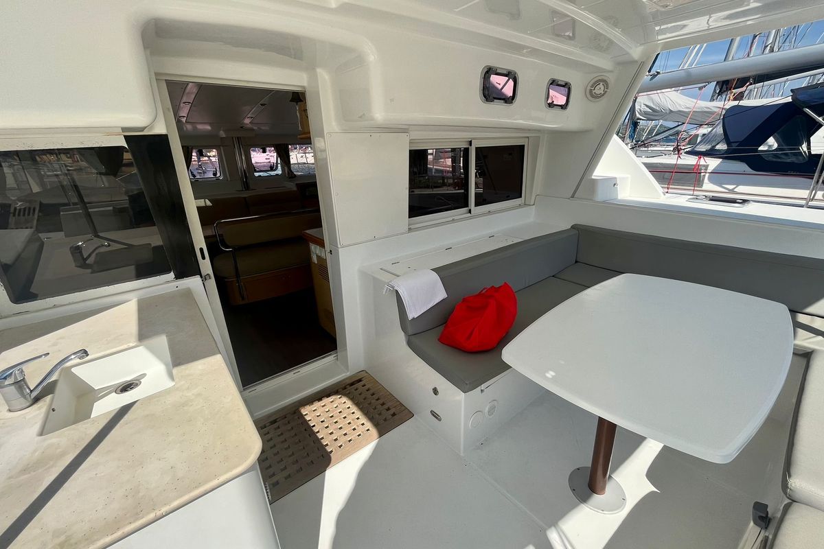 Deck of Celia, a Lagoon 440 catamaran at Općina Marina, Croatia