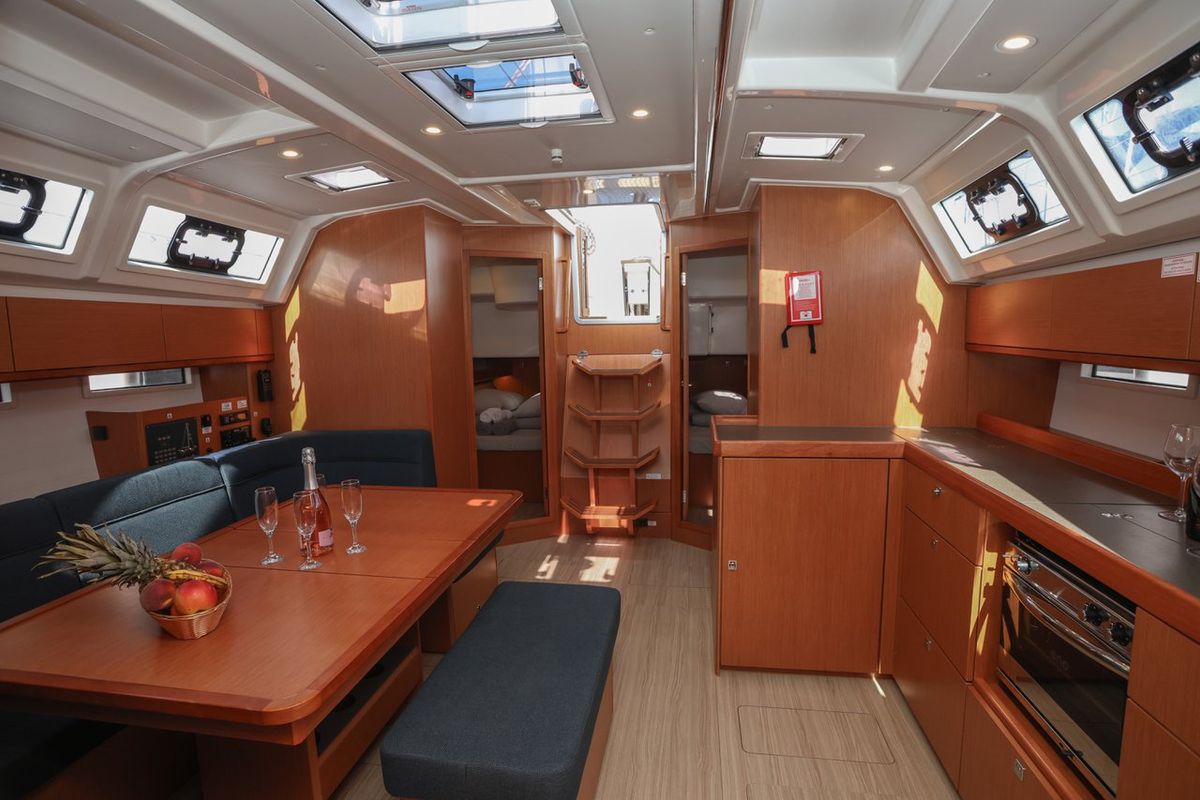 Salon of Salbunara, a Bavaria Cruiser 46 sailboat at Grad Kaštela, Croatia