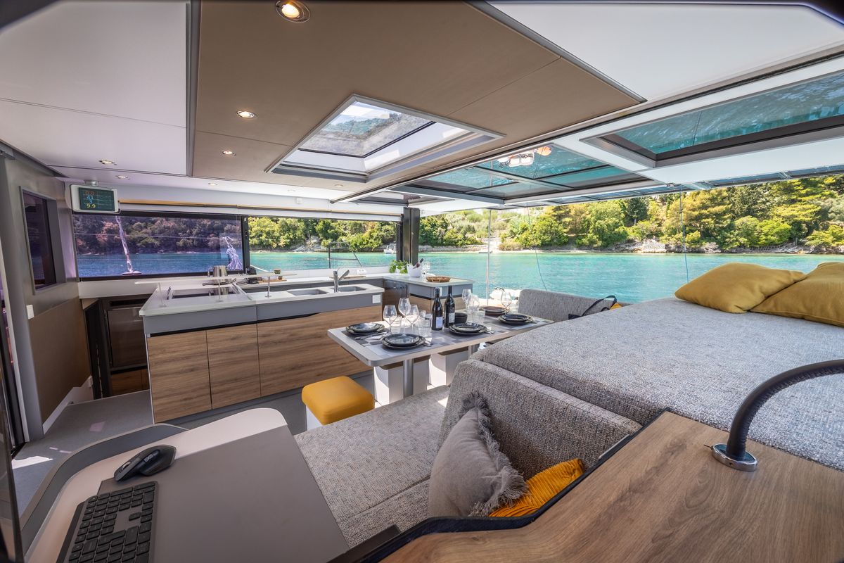 Salon of Stardust, a Gulet Windelo 54 catamaran at Municipal Unit of Lefkada, Greece