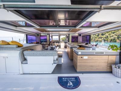 Salon of Stardust, a Gulet Windelo 54 catamaran at Municipal Unit of Lefkada, Greece