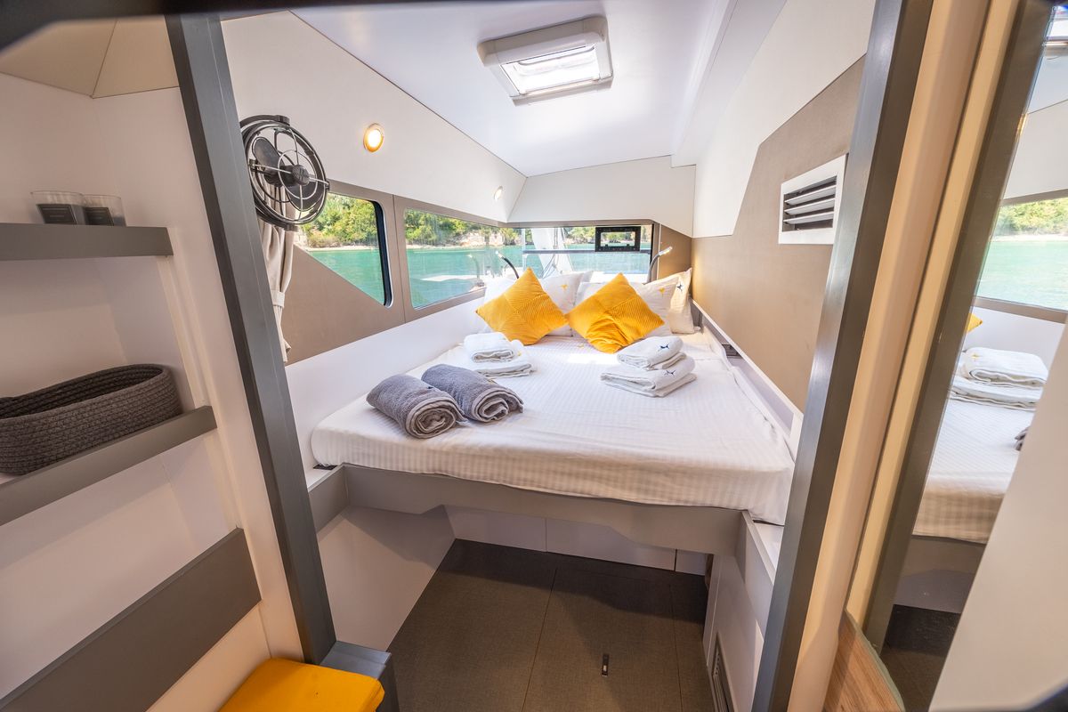 Cabin on Stardust, a Gulet Windelo 54 catamaran at Municipal Unit of Lefkada, Greece