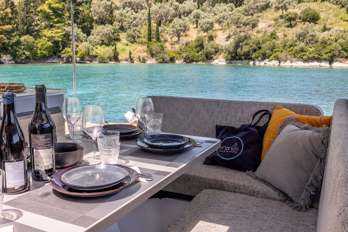 Deck of Stardust, a Gulet Windelo 54 catamaran at Municipal Unit of Lefkada, Greece