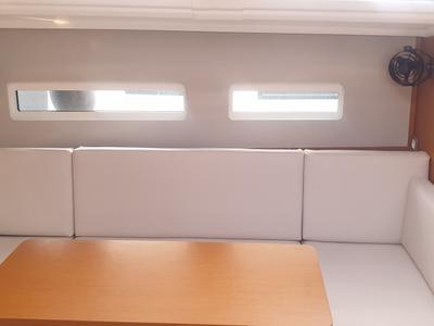 Salon of The Song Is You, a Jeanneau Sun Odyssey 410 sailboat at Tropea, Italy
