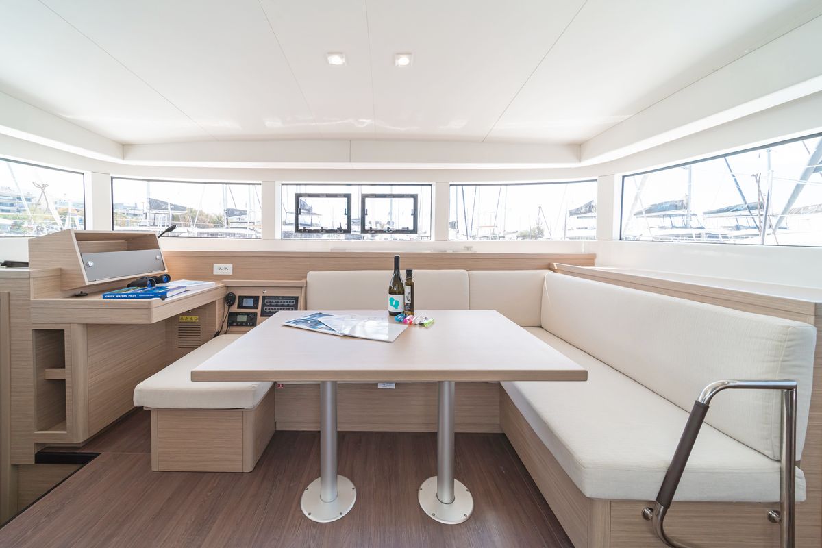 Salon of Nemo, a Lagoon 40 catamaran at Municipal Unit of Rhodes, Greece