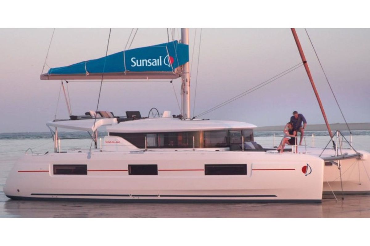 Exterior view of Sunsail 46 Cat Classic, a Lagoon 46 catamaran at Tonnarella, Italy
