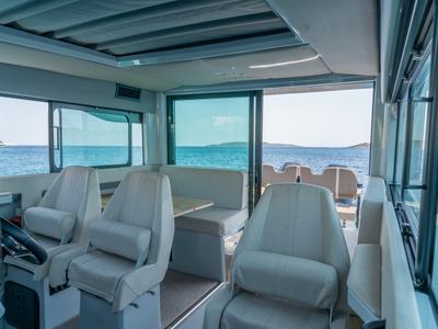 Salon of Evdoxia, a Saxdor Yachts Saxdor 320 GTC motorboat at Athens, Greece
