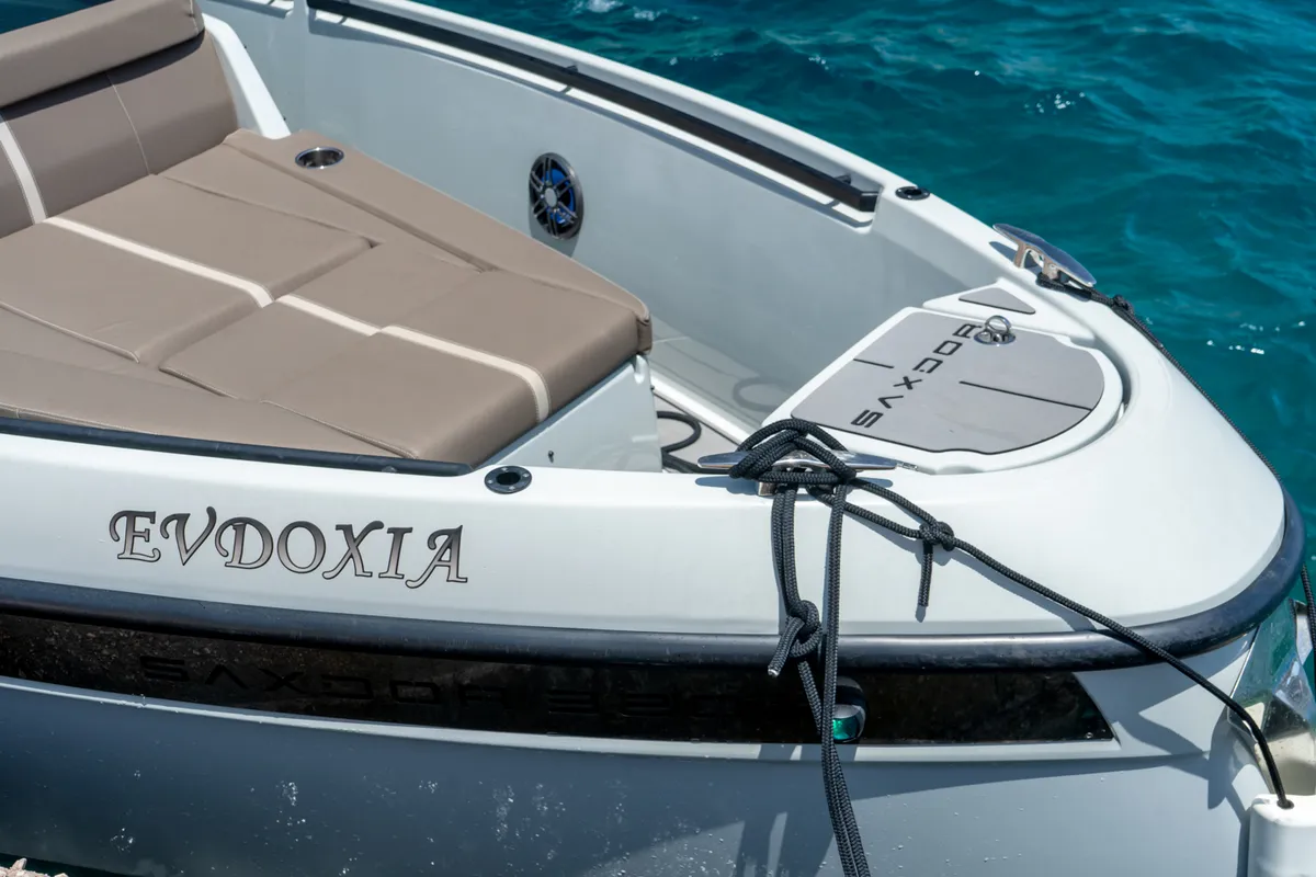 Evdoxia, a Saxdor Yachts Saxdor 320 GTC motorboat at Athens, Greece
