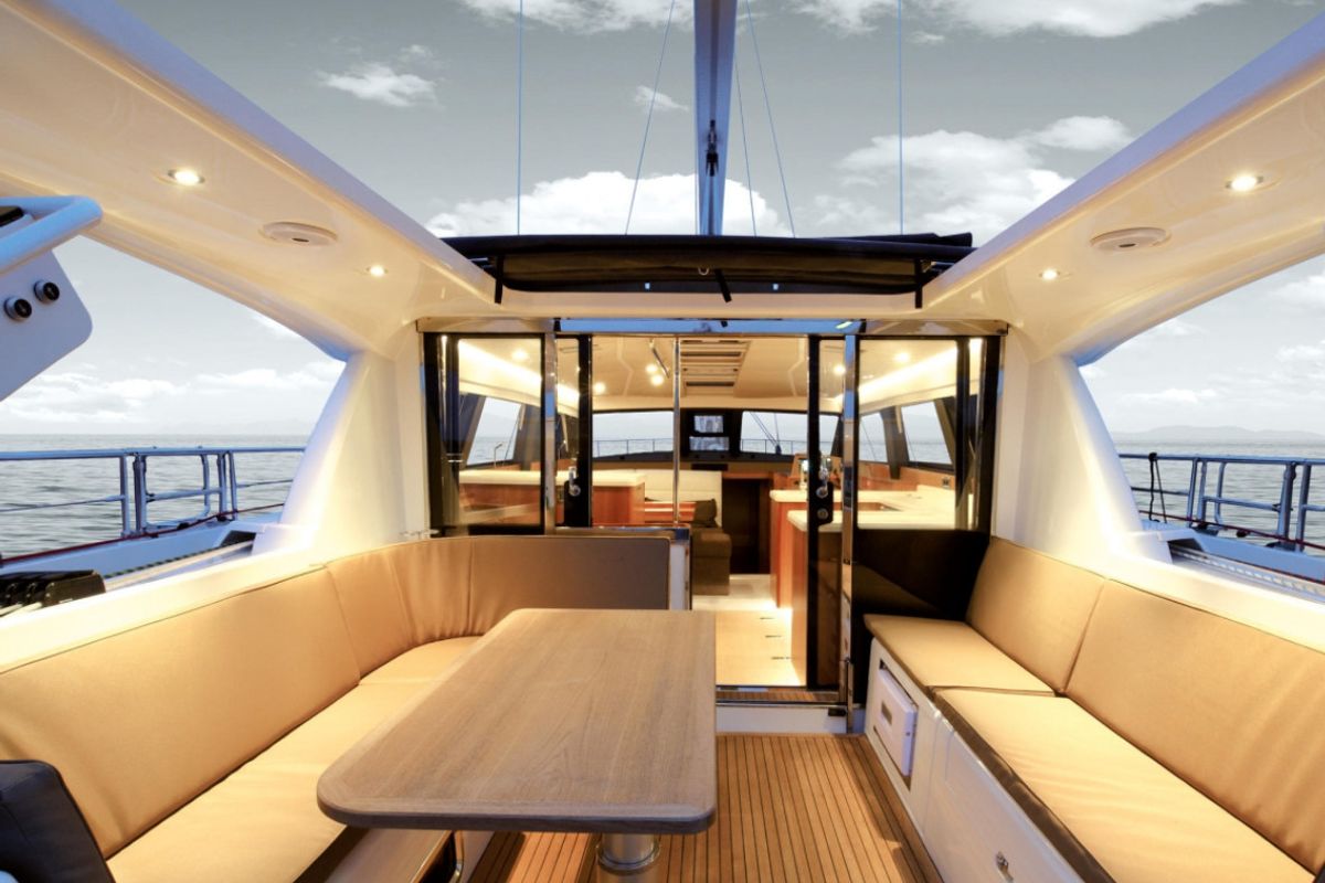 Deck of Freedom, a Moody 54 sailboat at Gouvia, Greece