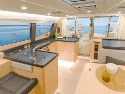 Galley of Freedom, a Moody 54 sailboat at Gouvia, Greece