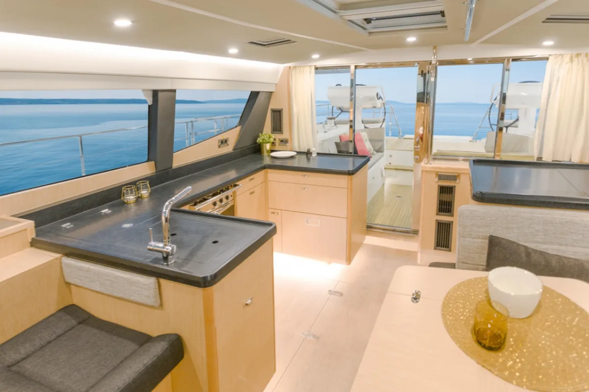 Galley of Freedom, a Moody 54 sailboat at Gouvia, Greece