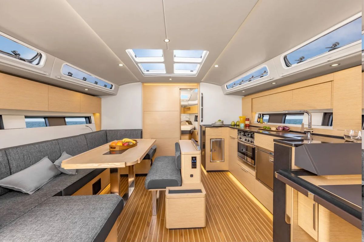 Salon of L'after, a Hanse Yachts Hanse 460 sailboat at Marseille, France