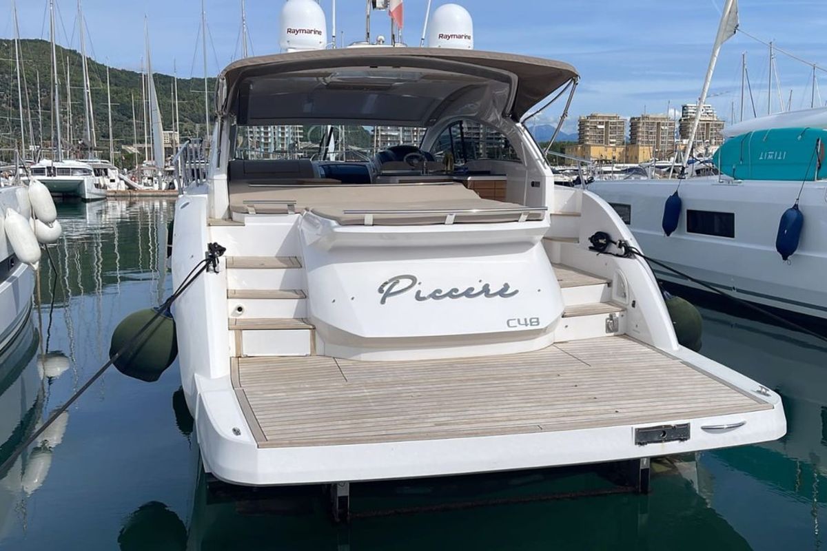 Exterior view of Piccere, a Sessa Marine Sessa C48 yacht at Salerno, Italy