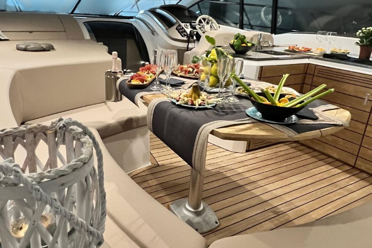 Cockpit of Piccere, a Sessa Marine Sessa C48 yacht at Salerno, Italy