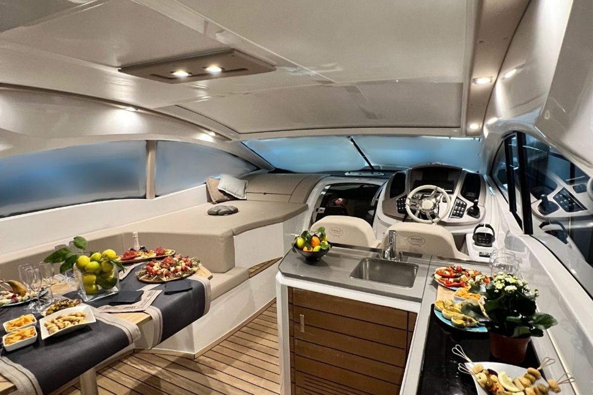 Cockpit of Piccere, a Sessa Marine Sessa C48 yacht at Salerno, Italy