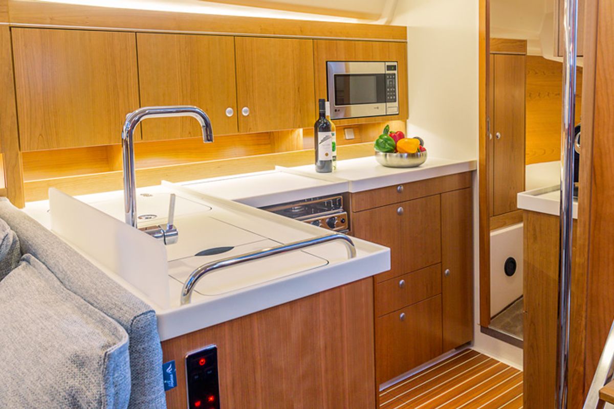 Galley of Marion, a Hanse Yachts Hanse 455 sailboat at Dubrovnik, Croatia
