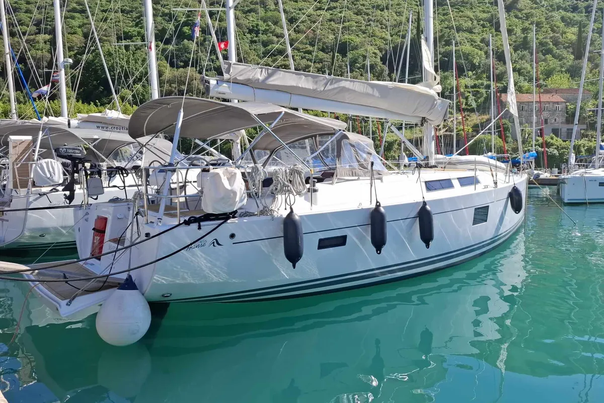 Marion, a Hanse Yachts Hanse 455 sailboat at Dubrovnik, Croatia