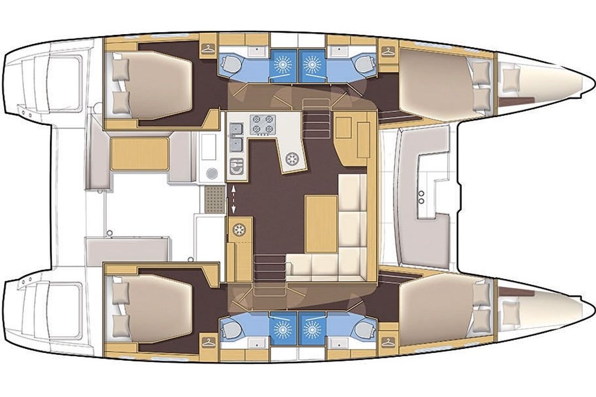 Floor plan of Alex I, a Lagoon 450 catamaran at Grad Šibenik, Croatia