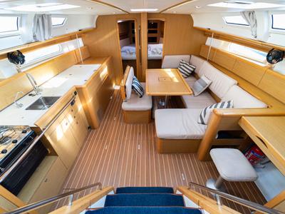 Salon of Beethoven ( with Bowthruster ,Solar Panels), a Jeanneau Sun Odyssey 44 i sailboat at Kavala, Greece