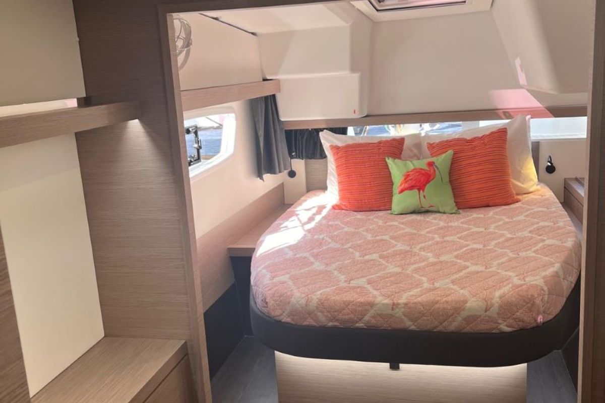 Cabin on Scarlet Ibis, a Fountaine Pajot Isla 40 catamaran at Road Town, British Virgin Islands