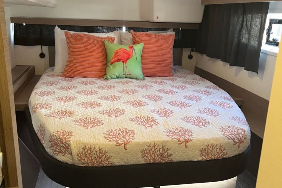 Cabin on Scarlet Ibis, a Fountaine Pajot Isla 40 catamaran at Road Town, British Virgin Islands