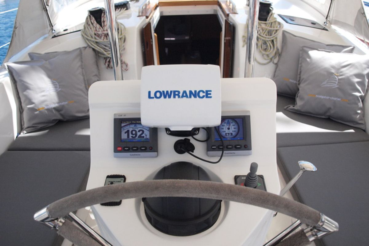 Cockpit of Sea Wolf, a Bavaria Cruiser 36 sailboat at Primošten, Croatia