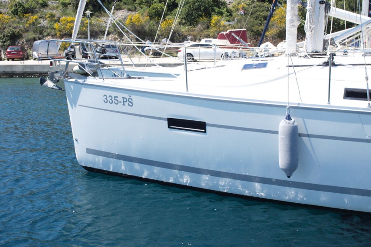 Exterior view of Sea Wolf, a Bavaria Cruiser 36 sailboat at Primošten, Croatia