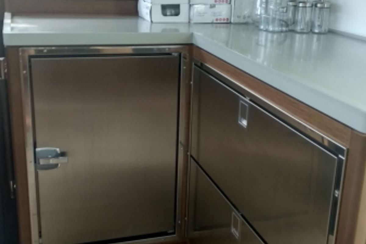Galley of Ocean, a Lagoon 50 catamaran at Eden Island Marina, Seychelles