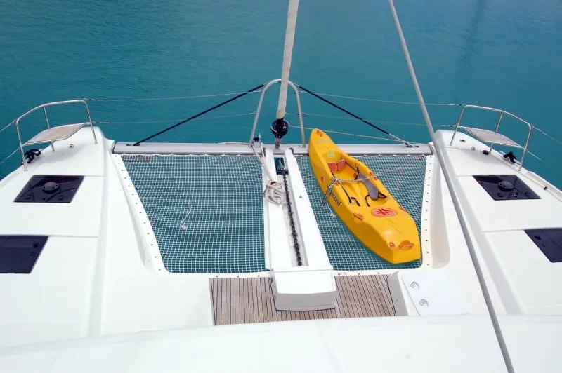 Deck of Ocean, a Lagoon 50 catamaran at Eden Island Marina, Seychelles