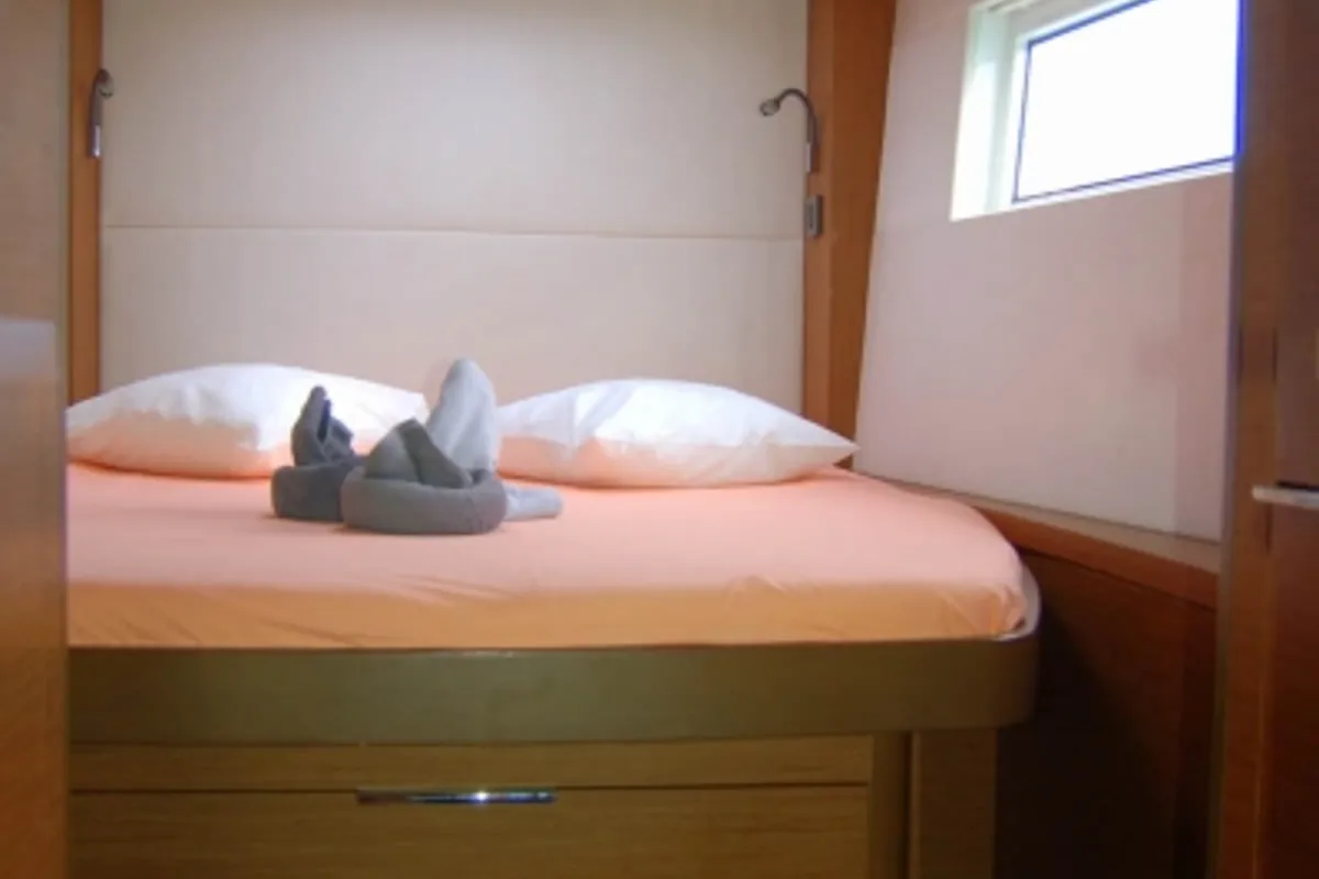 Cabin on Ocean, a Lagoon 50 catamaran at Eden Island Marina, Seychelles