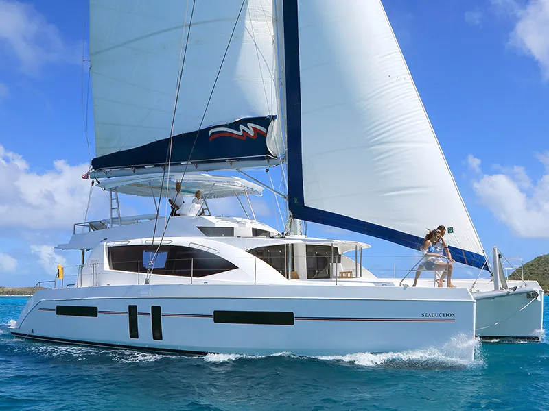 Exterior view of Moorings 5800 Crewed, a Leopard 58 catamaran at Road Town, British Virgin Islands