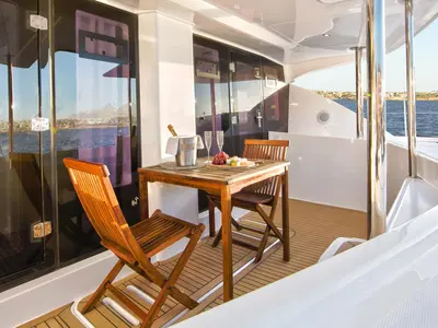 Deck of Moorings 5800 Crewed, a Leopard 58 catamaran at Road Town, British Virgin Islands