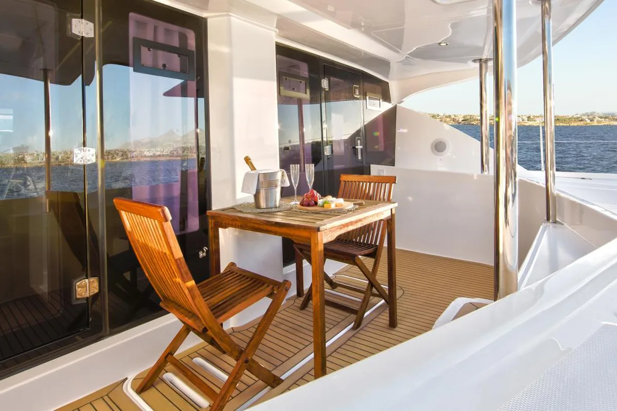 Deck of Moorings 5800 Crewed, a Leopard 58 catamaran at Road Town, British Virgin Islands