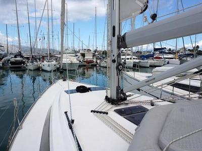 Deck of Leonidas Bavaria 46 Cruiser, a Bavaria 46 Cruiser sailboat at Municipal Unit of Lefkada, Greece