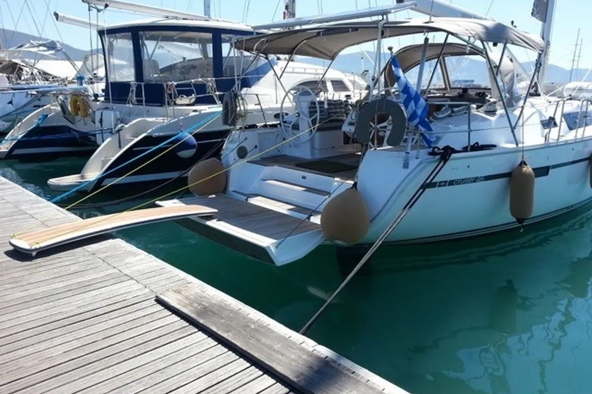 Exterior view of Leonidas Bavaria 46 Cruiser, a Bavaria 46 Cruiser sailboat at Municipal Unit of Lefkada, Greece