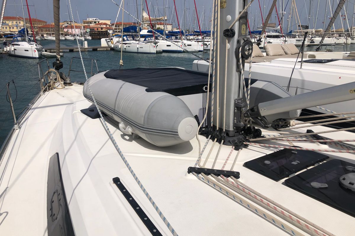 Deck of Leonidas Bavaria 46 Cruiser, a Bavaria 46 Cruiser sailboat at Municipal Unit of Lefkada, Greece