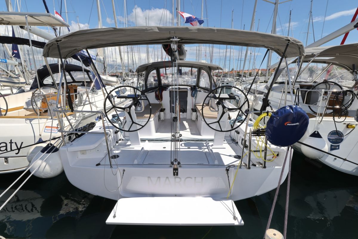 Cockpit of March, a Beneteau First 36 sailboat at Grad Biograd na Moru, Croatia