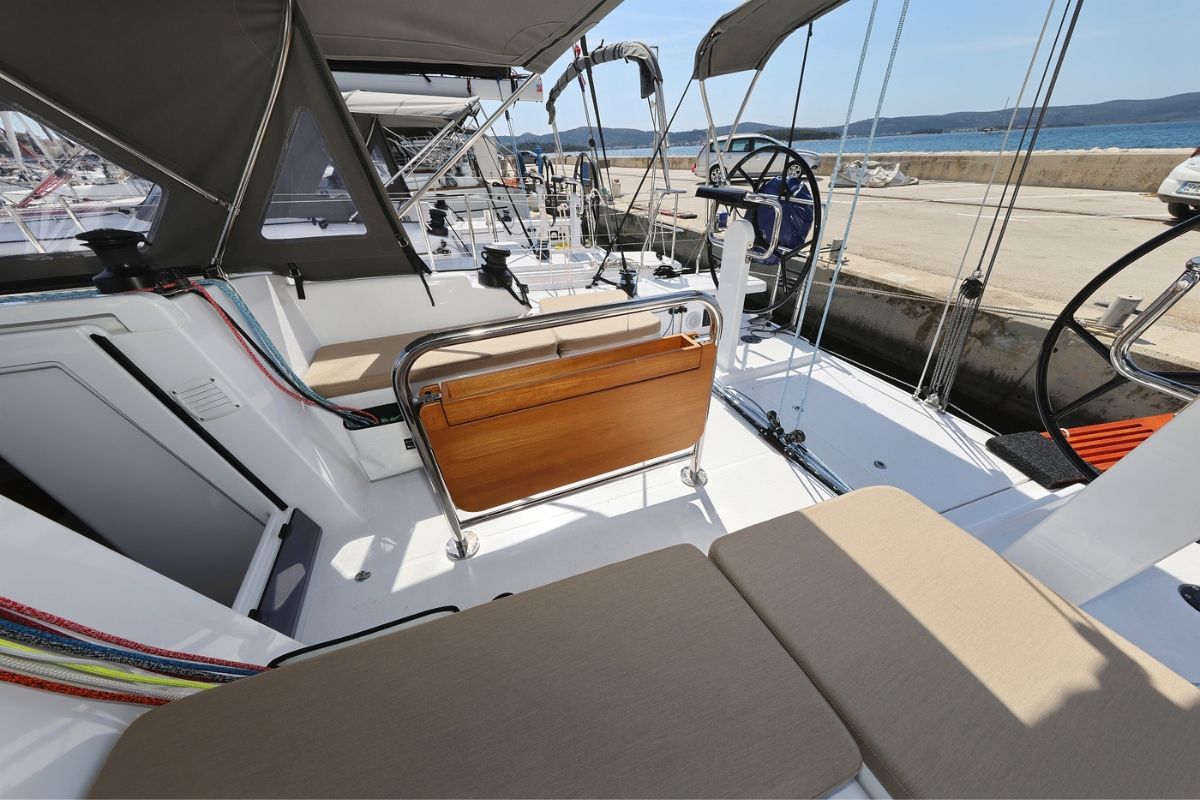 Deck of March, a Beneteau First 36 sailboat at Grad Biograd na Moru, Croatia