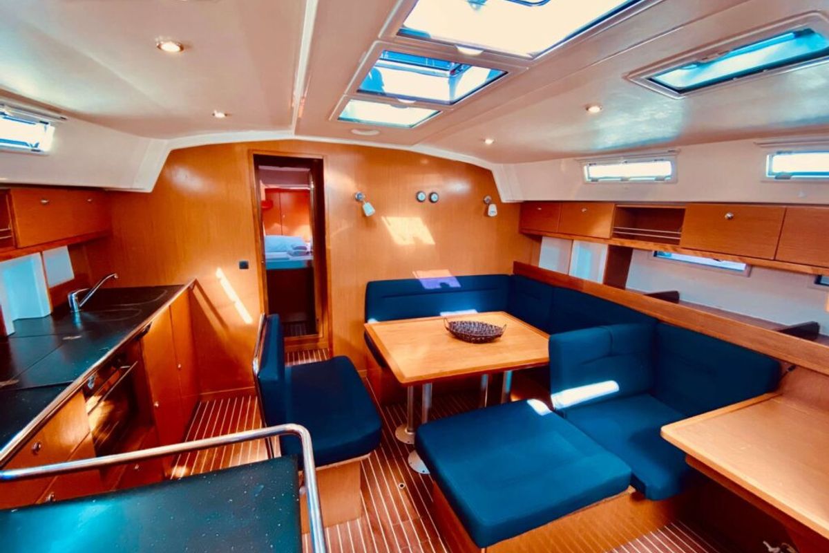 Salon of Rachelle, a Bavaria Cruiser 45 sailboat at Kavala, Greece