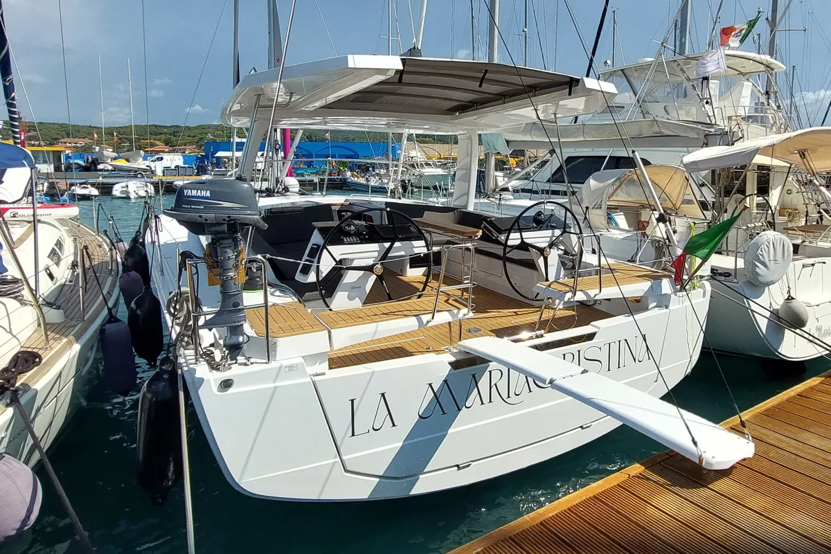 Exterior view of La Mariacristina, a Hanse Yachts Hanse 460 sailboat at Rosignano Solvay, Italy