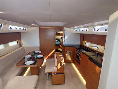 Salon of La Mariacristina, a Hanse Yachts Hanse 460 sailboat at Rosignano Solvay, Italy