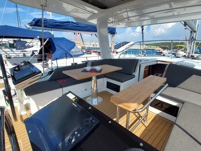 Cockpit of La Mariacristina, a Hanse Yachts Hanse 460 sailboat at Rosignano Solvay, Italy